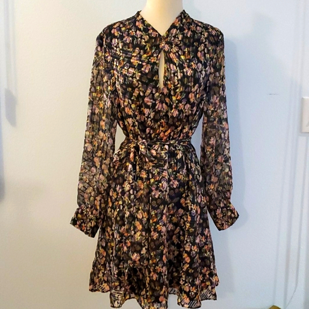 Reiss long sleeve dress open back sz 10 [774]